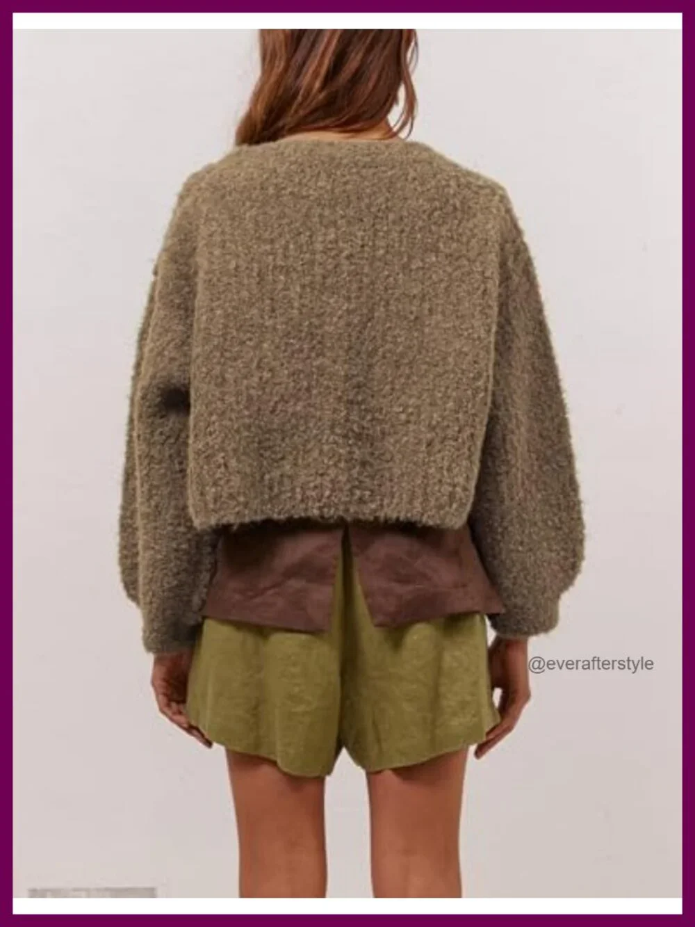 Women Cropped Fluffy Cardigan Sweater with Buttons